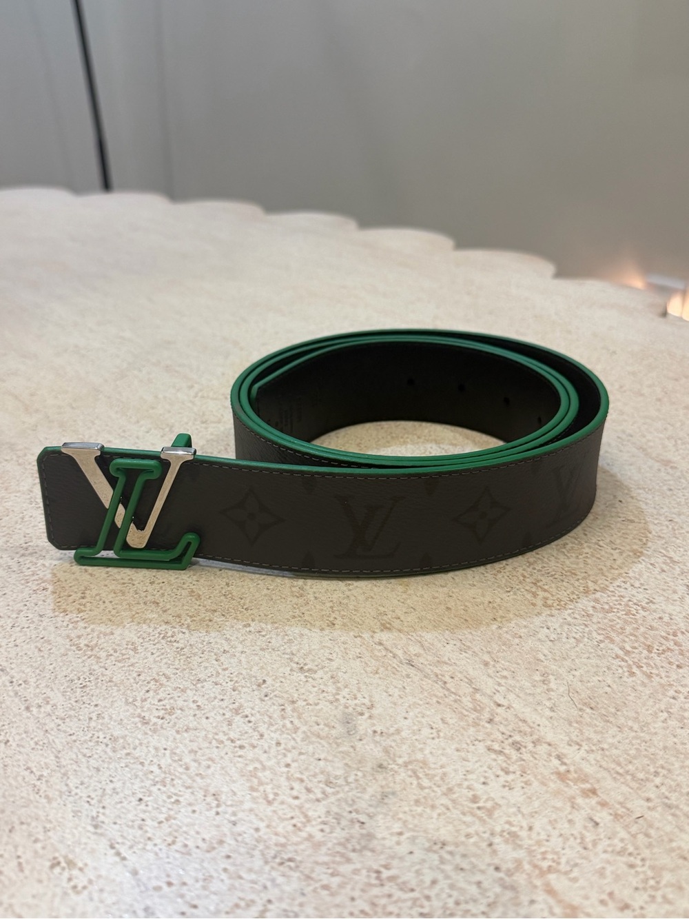 Louis Vuitton LV Initiales Monogram Eclipse Belt Green Buckle | Size 90/36 | New